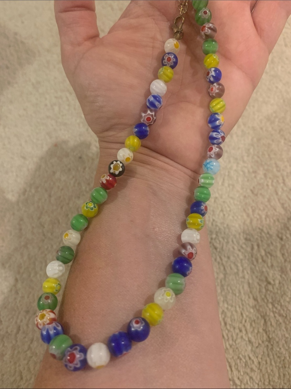 Handmade Multicolor Millefiori Bead Necklace